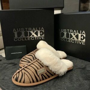 Australia Luxe Collective Zebra Print Slippers
